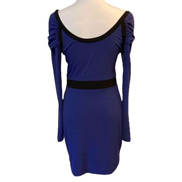 BCBGeneration Purplish Blue Long Sleeve Boatneck Dress, Size M - Picture 2 of 7